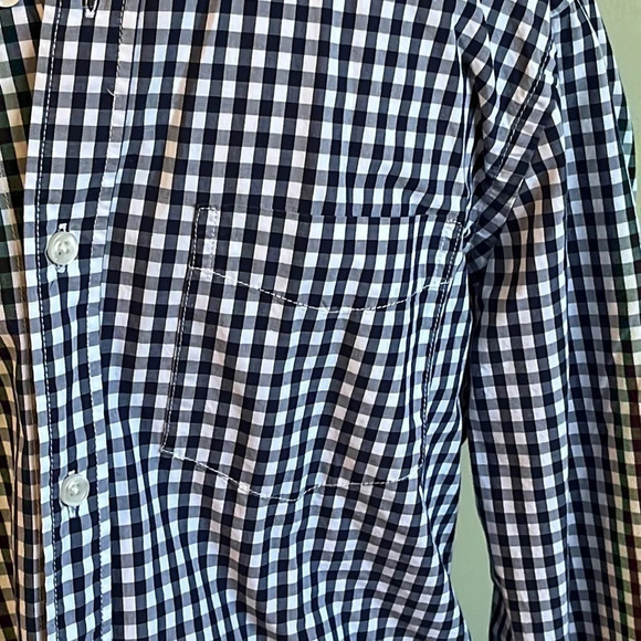 GAP lived in Navy Gingham Comet Blue button down long sleeve shirt - Picture 4 of 8